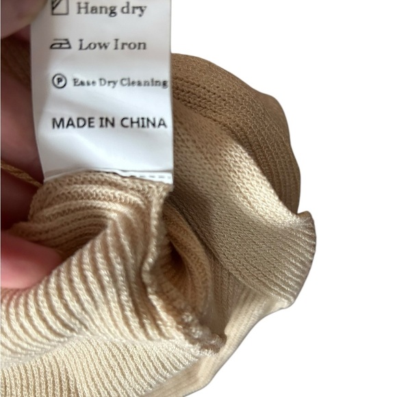 SNDYS Everyday Revolve Tied Up Ribbed Knit Dress Long Sleeve Beige Size Small - Picture 8 of 9